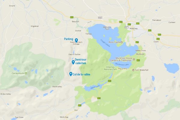 Carte du Gap of Dunloe en Irlande
