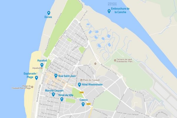 Carte du Touquet avec points d'intérêt