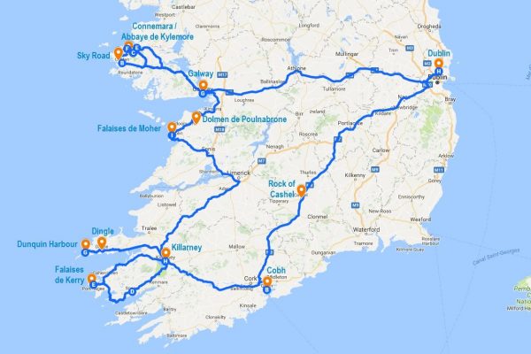 Itinéraire de mon roadtrip en Irlande