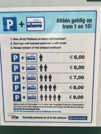 Prix d'un parking P+R de La Haye