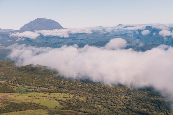 Paysage vu depuis un hélicoptère à La Réunion