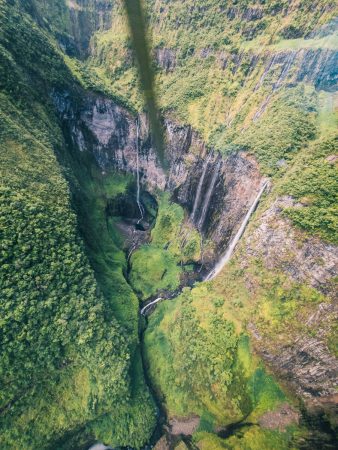 Trou de Fer vu depuis l'hélico à La Réunion